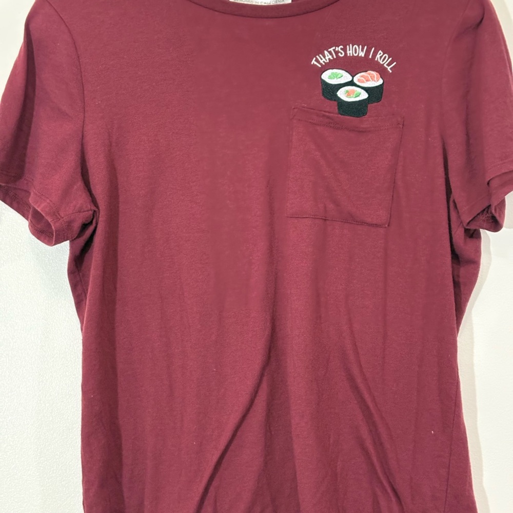 Women's Burgundy Sushi Graphic Tee